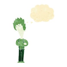 cartoon vampire with thought bubble N10