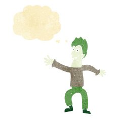 cartoon vampire with thought bubble N11