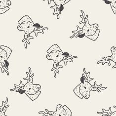 reindeer doodle seamless pattern background