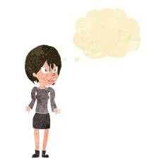 Cartoon Annoyed Woman With Thought Bubble N11
