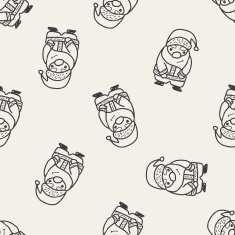 Santa Claus doodle seamless pattern background