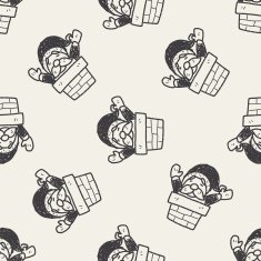 Santa Claus doodle seamless pattern background N2