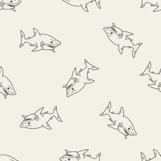 shark doodle seamless pattern background N5