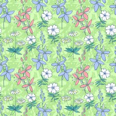 Green wild flowers seamless pattern