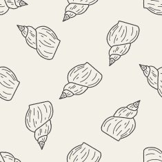 Shell doodle seamless pattern background N2
