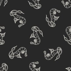 Shrimp doodle seamless pattern background N2