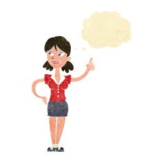 cartoon woman with great idea thought bubble N3
