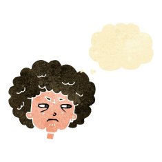 cartoon bitter old woman with thought bubble N2