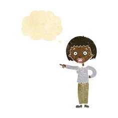 cartoon shocked woman with thought bubble N2