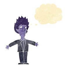 cartoon vampire with thought bubble N12