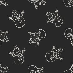 snowman doodle drawing seamless pattern background N2