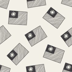 Taiwan flag doodle seamless pattern background