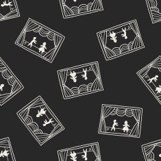 theater doodle seamless pattern background N2