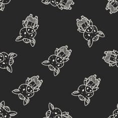 three little pigs doodle seamless pattern background N3