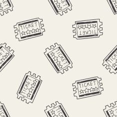 ticket doodle seamless pattern background