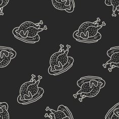 turkey doodle seamless pattern background N2