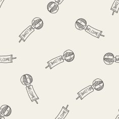 welcome balloon doodle seamless pattern background