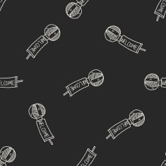 welcome balloon doodle seamless pattern background N2
