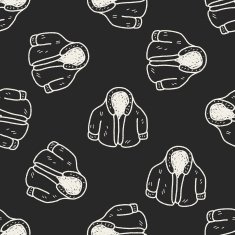 winter coat doodle seamless pattern background