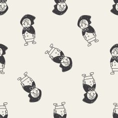 witch doodle seamless pattern background N2