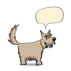 Funny dog with speech bubble