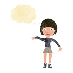 cartoon surprised woman with thought bubble N23