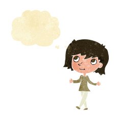 cartoon girl with no worries thought bubble N2