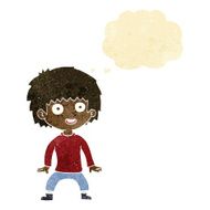 cartoon excited boy with thought bubble N9