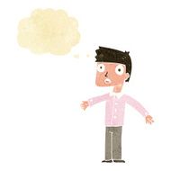 cartoon shocked man with thought bubble N9