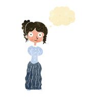 cartoon happy woman with thought bubble N16