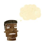 cartoon male head with thought bubble