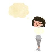 cartoon pleased woman with thought bubble N2