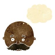 cartoon bald man with mustache thought bubble