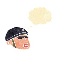 cartoon policeman head with thought bubble N2