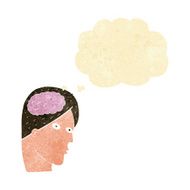 cartoon head with brain symbol thought bubble N4