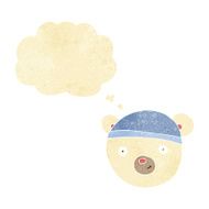 cartoon polar bear face with thought bubble N4