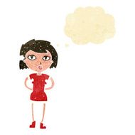 cartoon woman with thought bubble N4