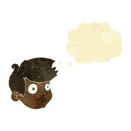 cartoon staring boy with thought bubble