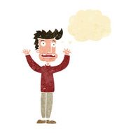 cartoon stressed man with thought bubble N2