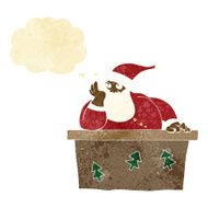 cartoon bored santa claus with thought bubble