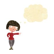 cartoon annoyed woman pointing with thought bubble N2