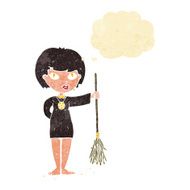cartoon pretty witch girl with thought bubble N2