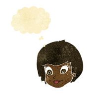 cartoon female face with thought bubble N7