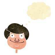cartoon happy boy&#039;s face with thought bubble N2