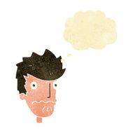 cartoon nervous man with thought bubble N11