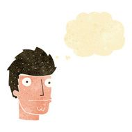 cartoon nervous man with thought bubble N12