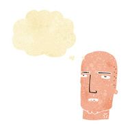 cartoon bald tough guy with thought bubble N3