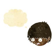 cartoon stressed face with thought bubble