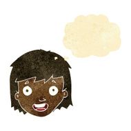 cartoon happy female face with thought bubble N15