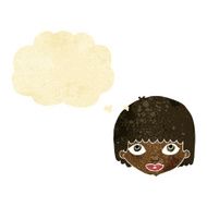 cartoon female face with thought bubble N8
